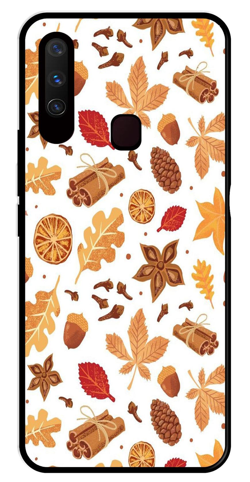 Autumn Leaf Metal Mobile Case for Vivo Y17   (Design No -19)