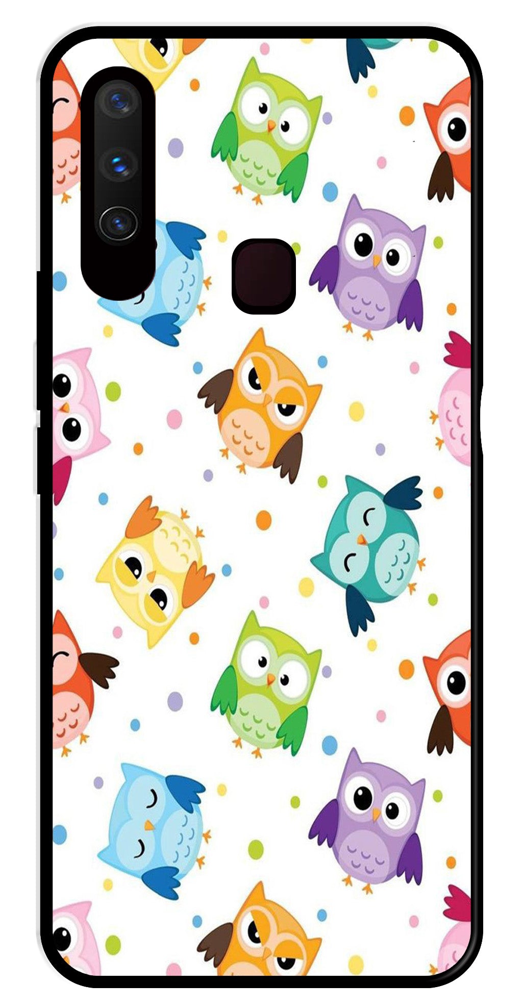 Owls Pattern Metal Mobile Case for Vivo Y15   (Design No -20)