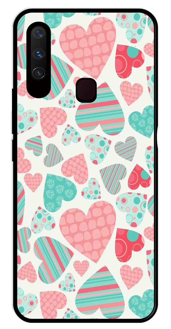 Hearts Pattern Metal Mobile Case for Vivo Y3   (Design No -22)