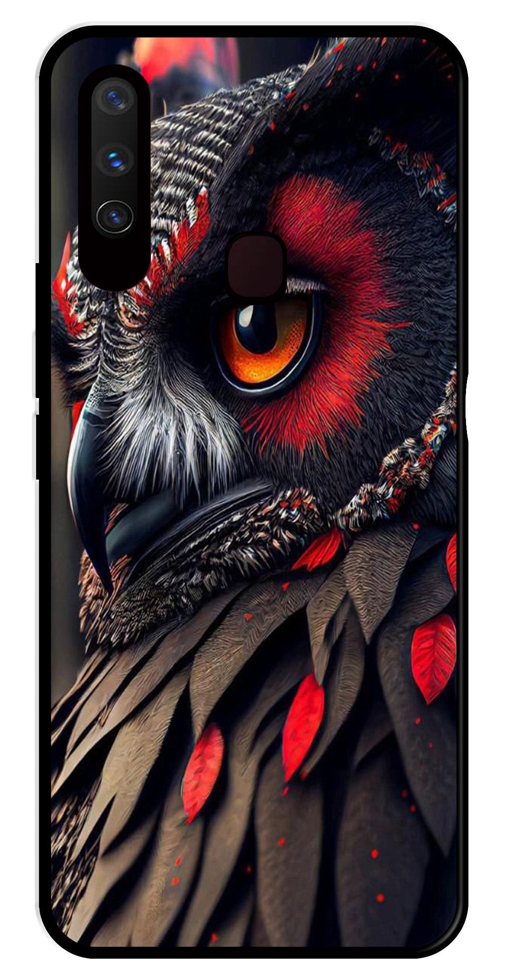 Owl Design Metal Mobile Case for Vivo Y12   (Design No -26)