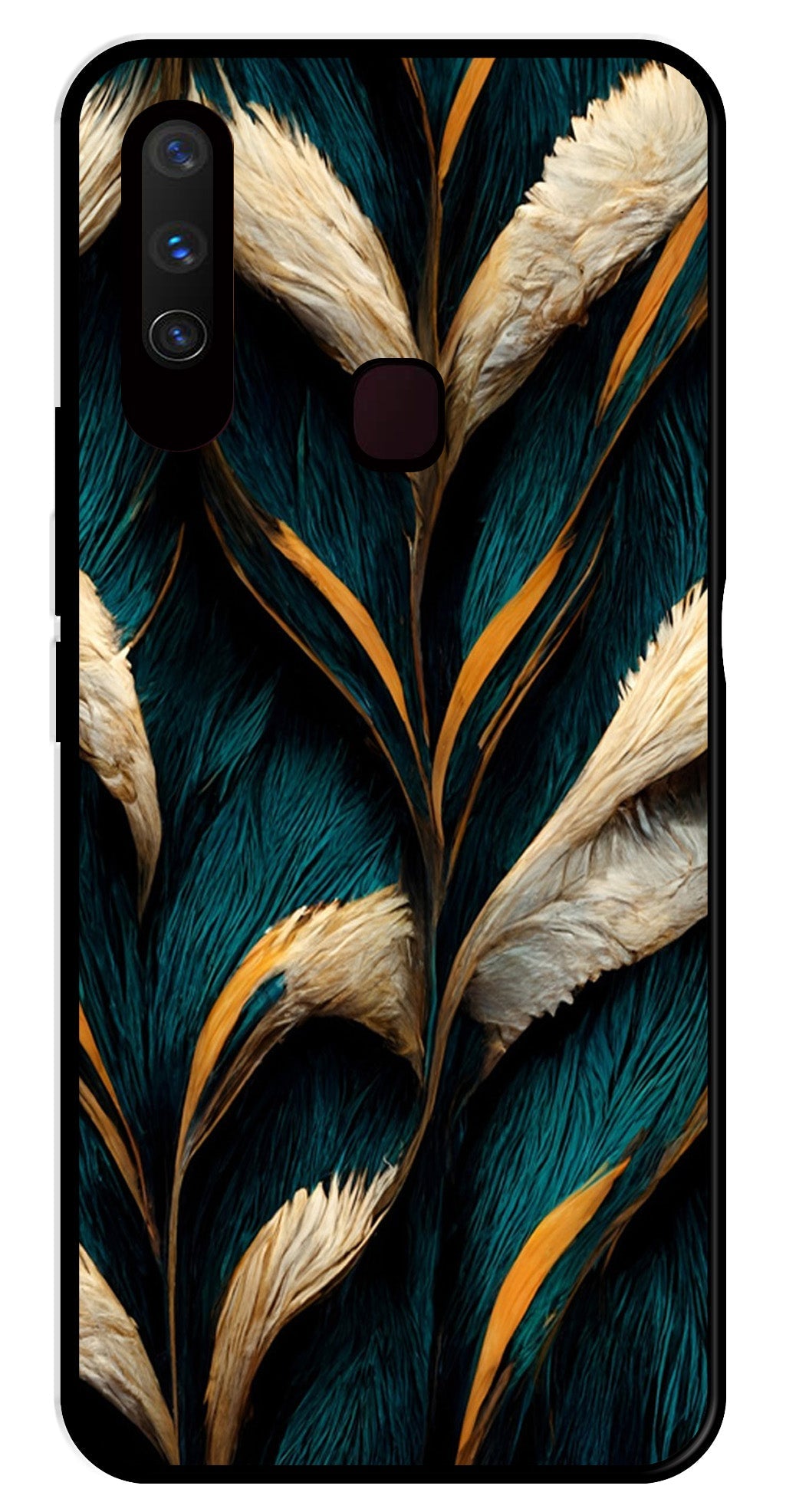 Feathers Metal Mobile Case for Vivo Y15   (Design No -30)