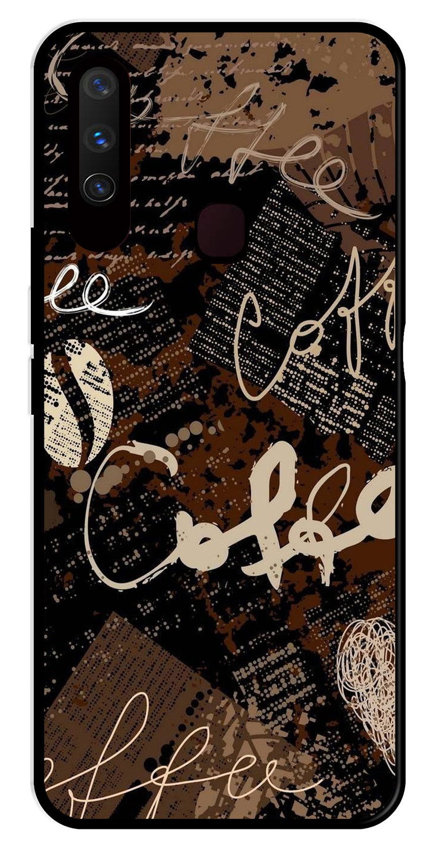 Coffee Pattern Metal Mobile Case for Vivo Y15   (Design No -37)