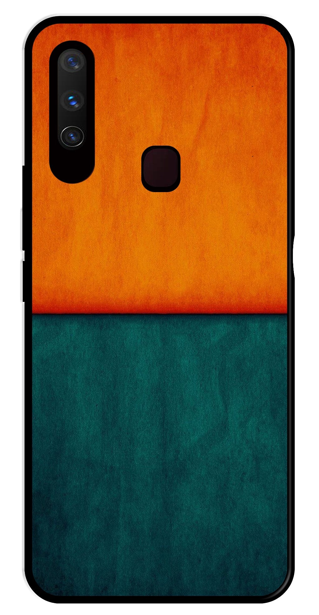 Orange Green Pattern Metal Mobile Case for Vivo Y17   (Design No -45)