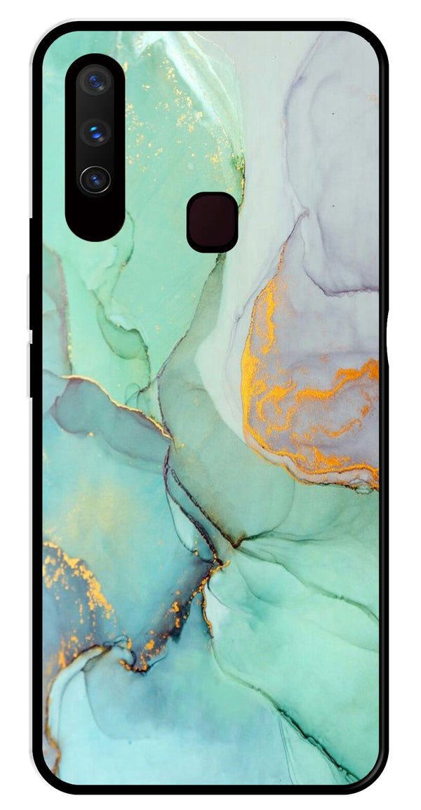 Marble Design Metal Mobile Case for Vivo Y15   (Design No -46)
