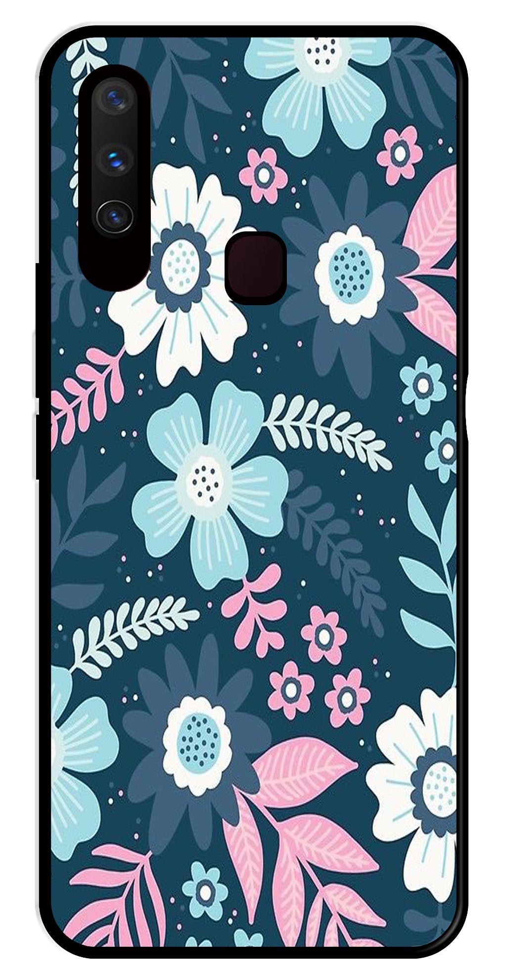 Flower Leaves Design Metal Mobile Case for Vivo Y3   (Design No -50)