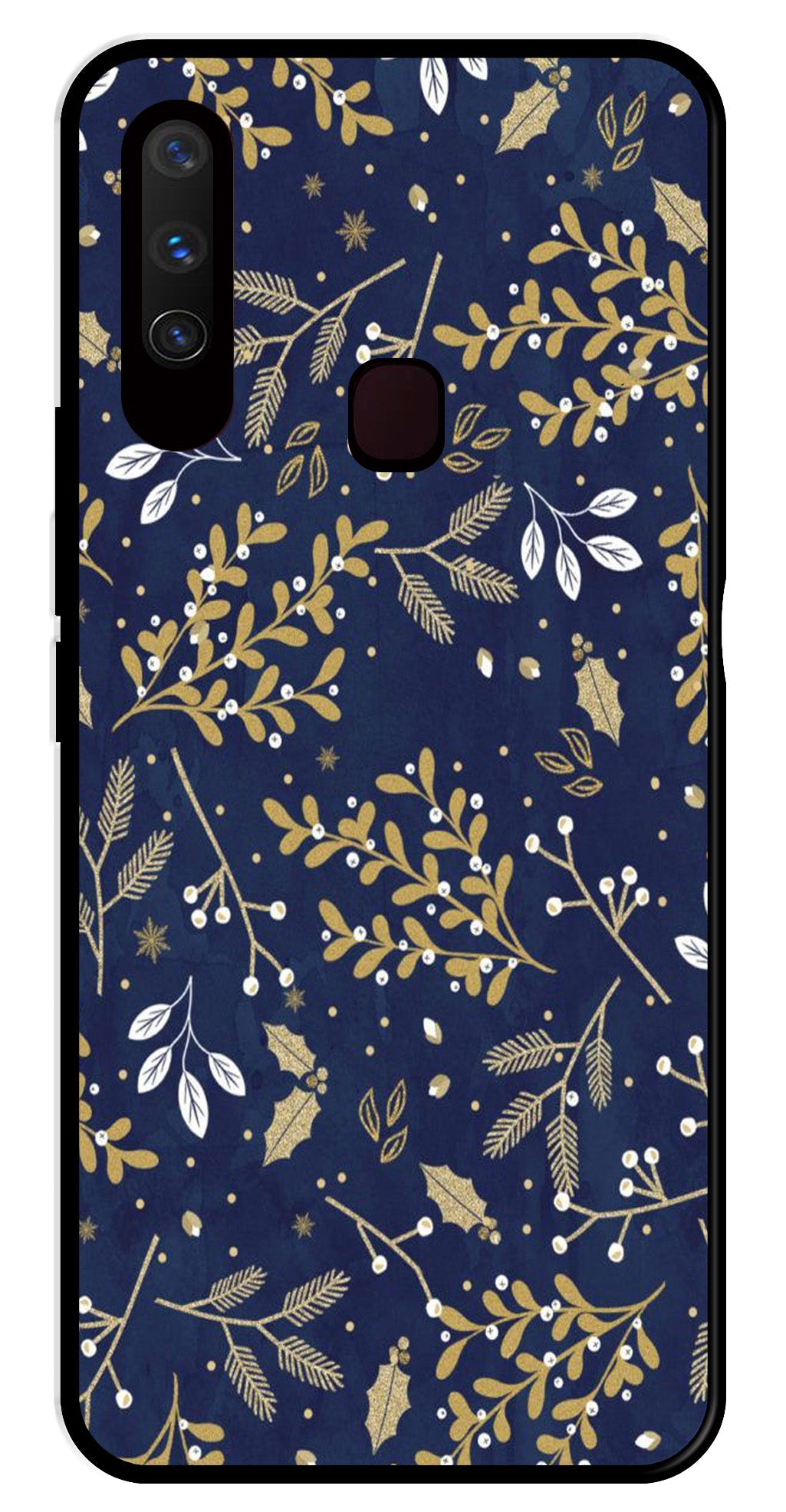 Floral Pattern  Metal Mobile Case for Vivo Y12   (Design No -52)