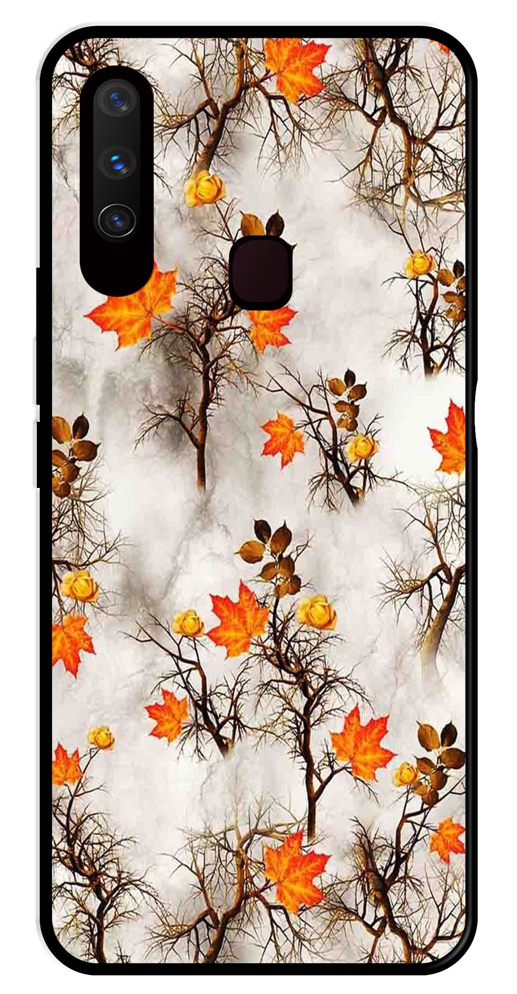 Autumn leaves Metal Mobile Case for Vivo Y12   (Design No -55)