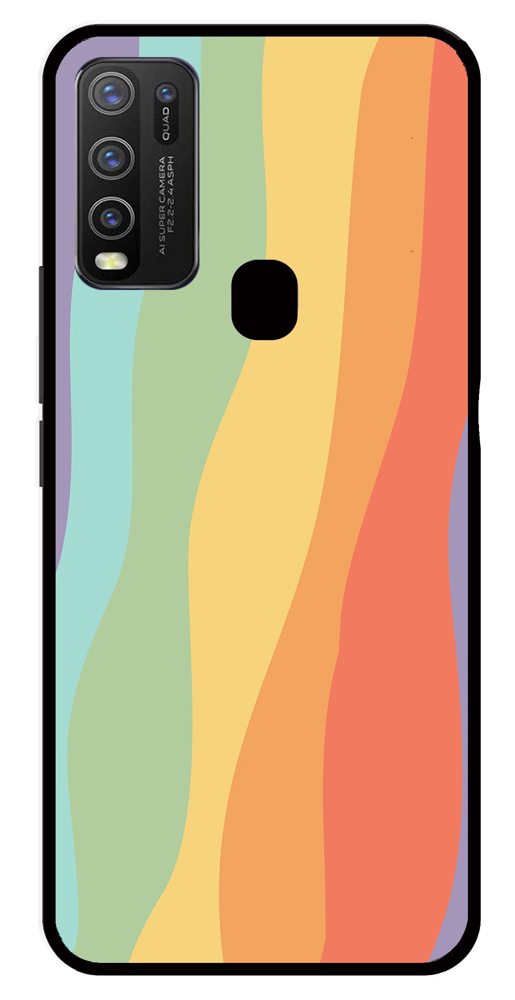 Muted Rainbow Metal Mobile Case for Vivo Y30   (Design No -02)