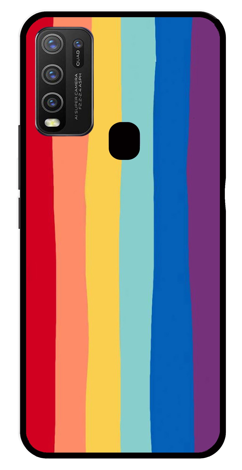 Rainbow MultiColor Metal Mobile Case for Vivo Y30   (Design No -03)