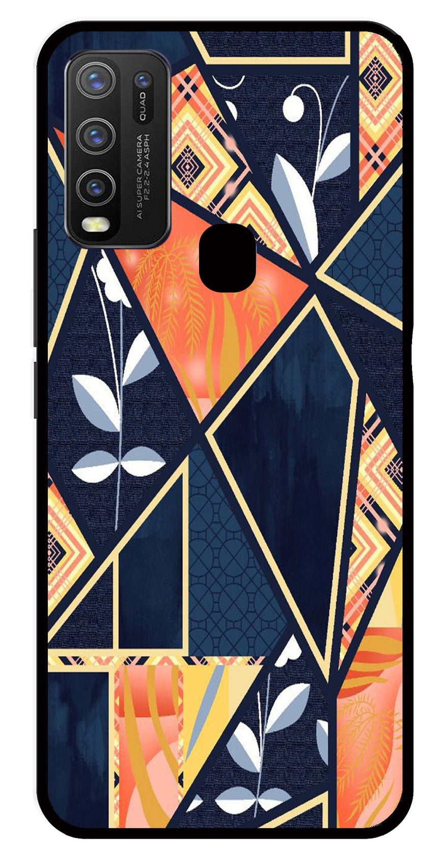 Marble Design Metal Mobile Case for Vivo Y30   (Design No -07)