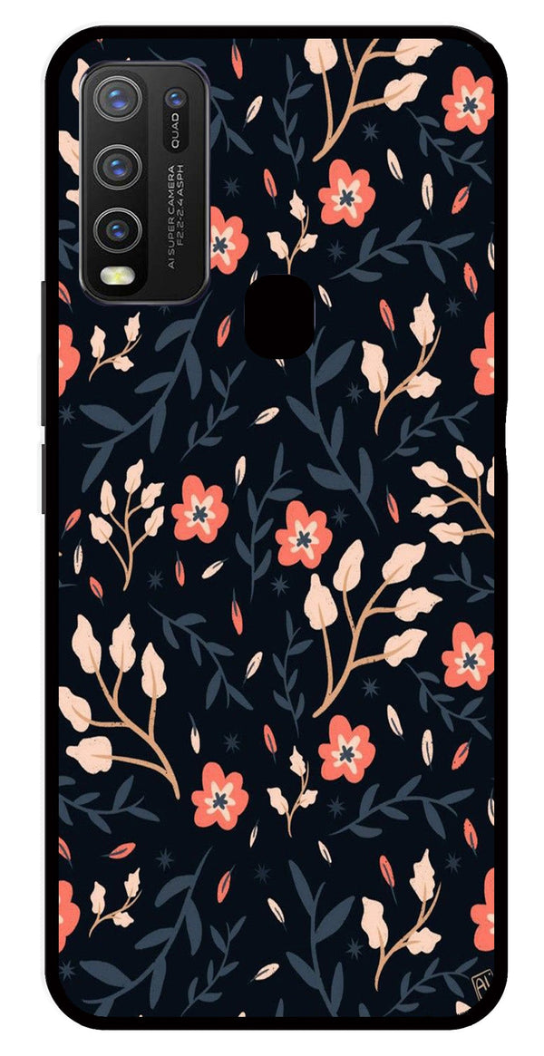 Floral Pattern Metal Mobile Case for Vivo Y30   (Design No -10)
