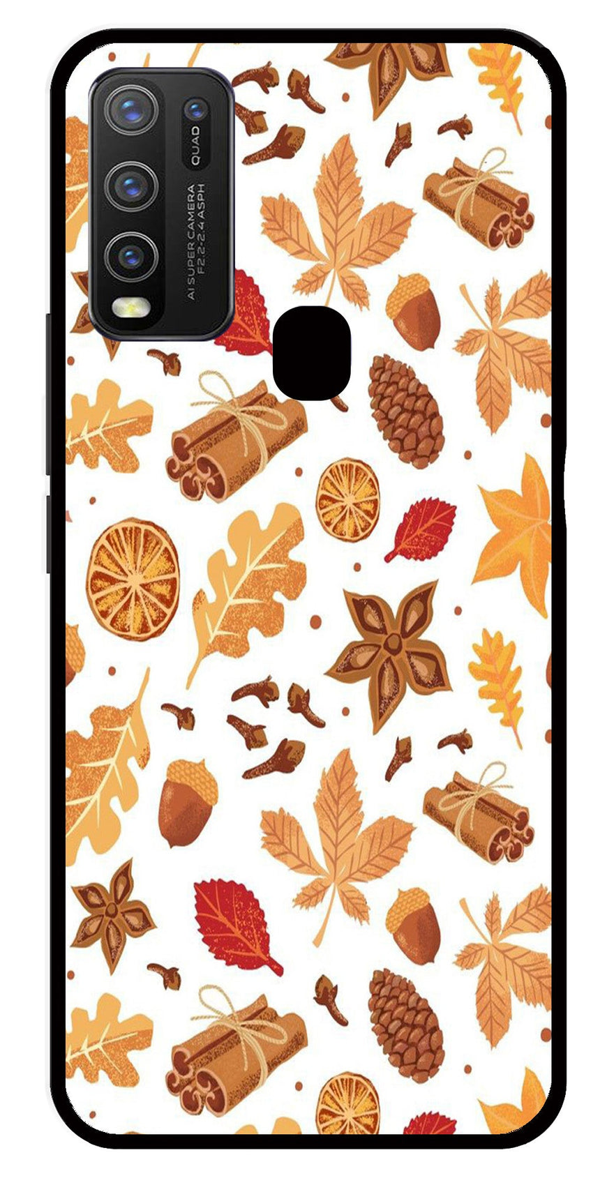 Autumn Leaf Metal Mobile Case for Vivo Y30   (Design No -19)