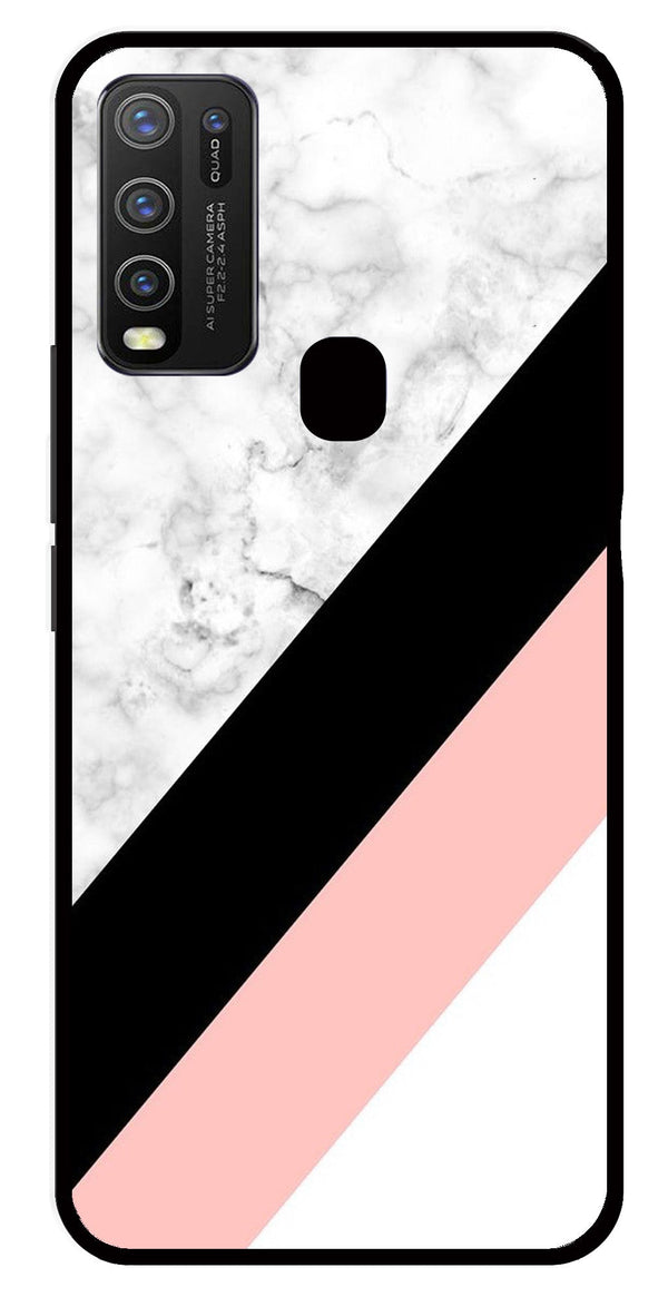 Marble Design Metal Mobile Case for Vivo Y30   (Design No -24)