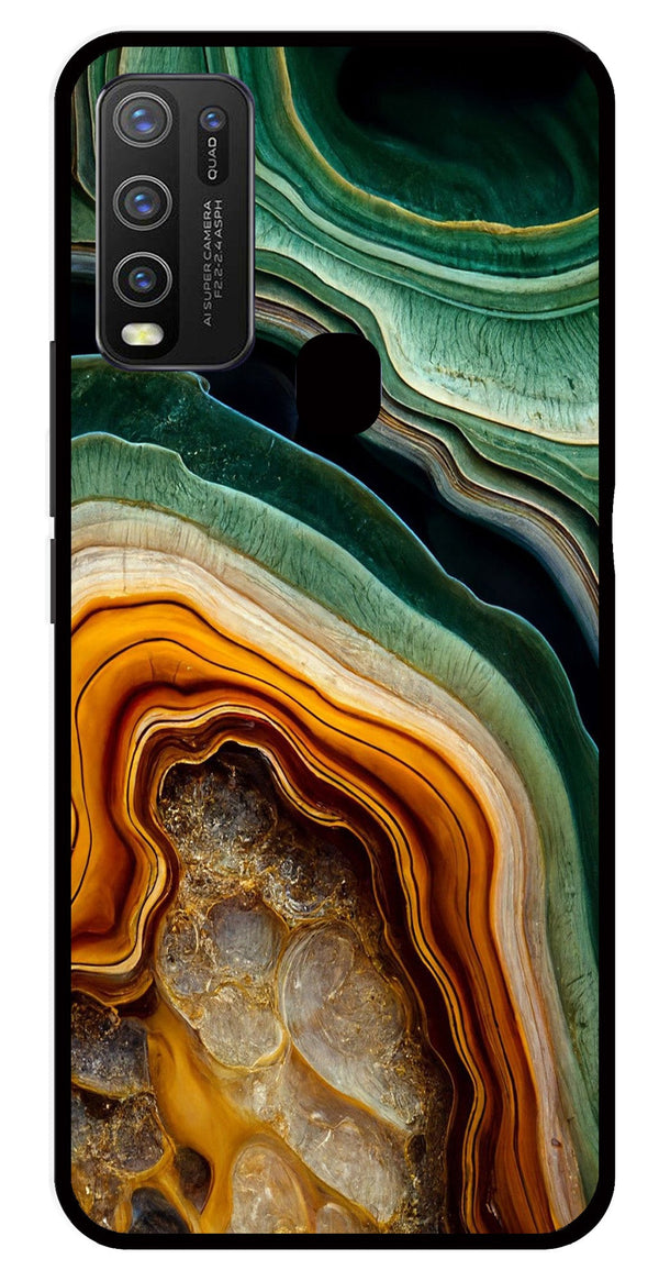 Marble Design Metal Mobile Case for Vivo Y50   (Design No -28)