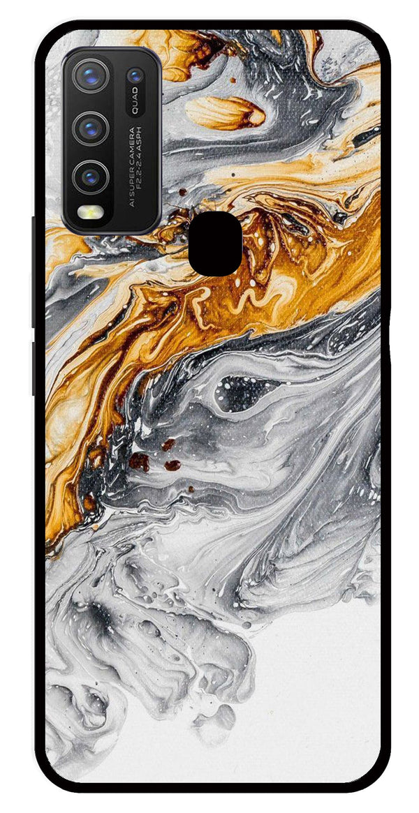 Marble Pattern Metal Mobile Case for Vivo Y30   (Design No -36)