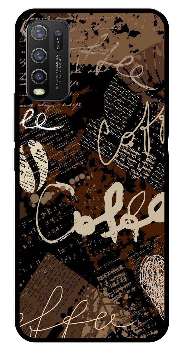 Coffee Pattern Metal Mobile Case for Vivo Y30   (Design No -37)