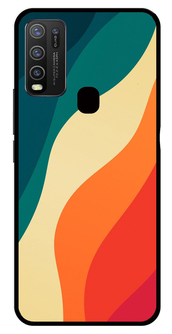 Muted Rainbow Metal Mobile Case for Vivo Y30   (Design No -39)