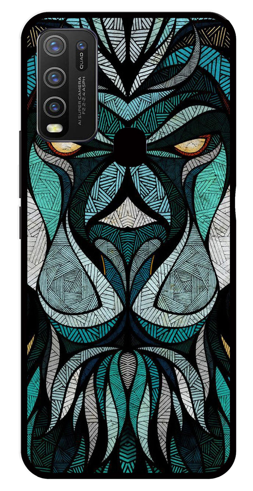 Lion Pattern Metal Mobile Case for Vivo Y30   (Design No -40)