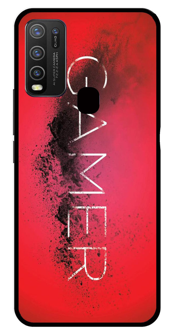 Gamer Pattern Metal Mobile Case for Vivo Y30   (Design No -41)