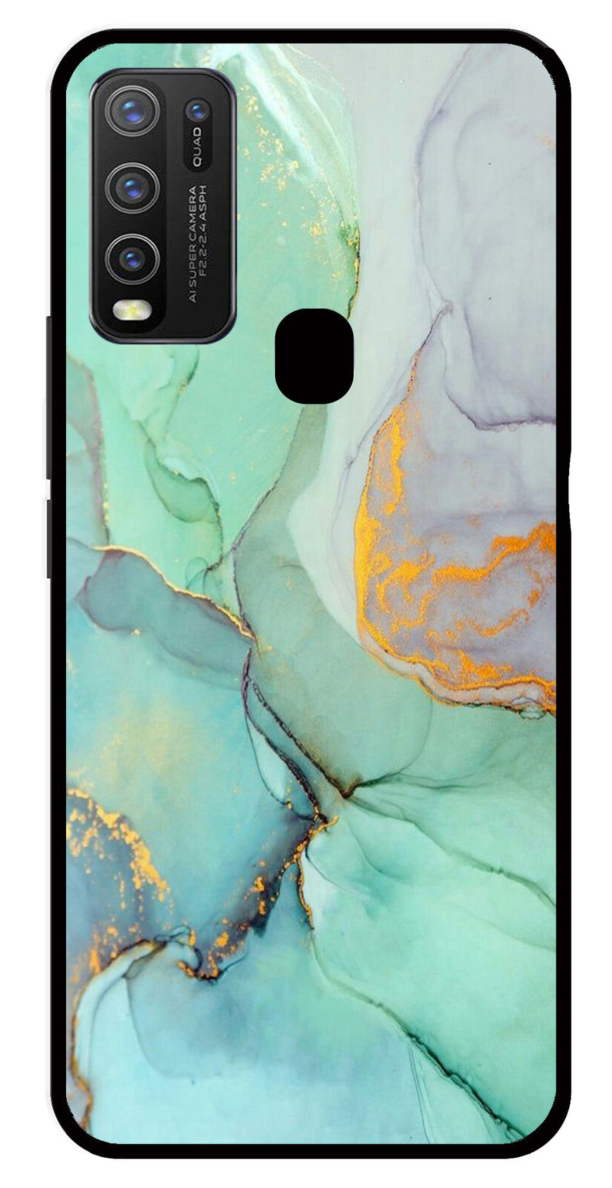 Marble Design Metal Mobile Case for Vivo Y50   (Design No -46)