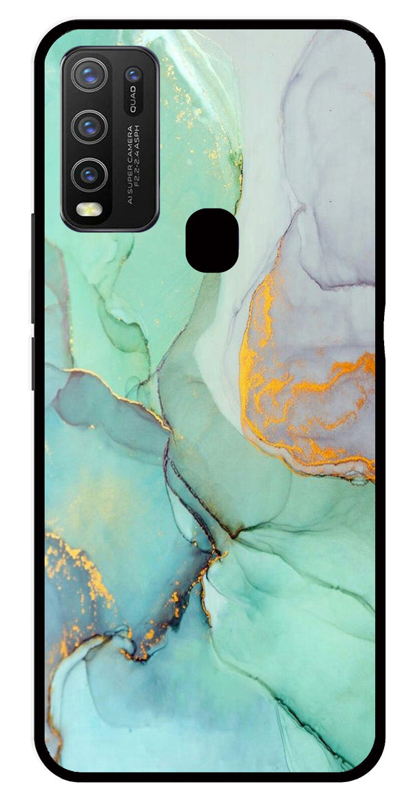 Marble Design Metal Mobile Case for Vivo Y30   (Design No -46)
