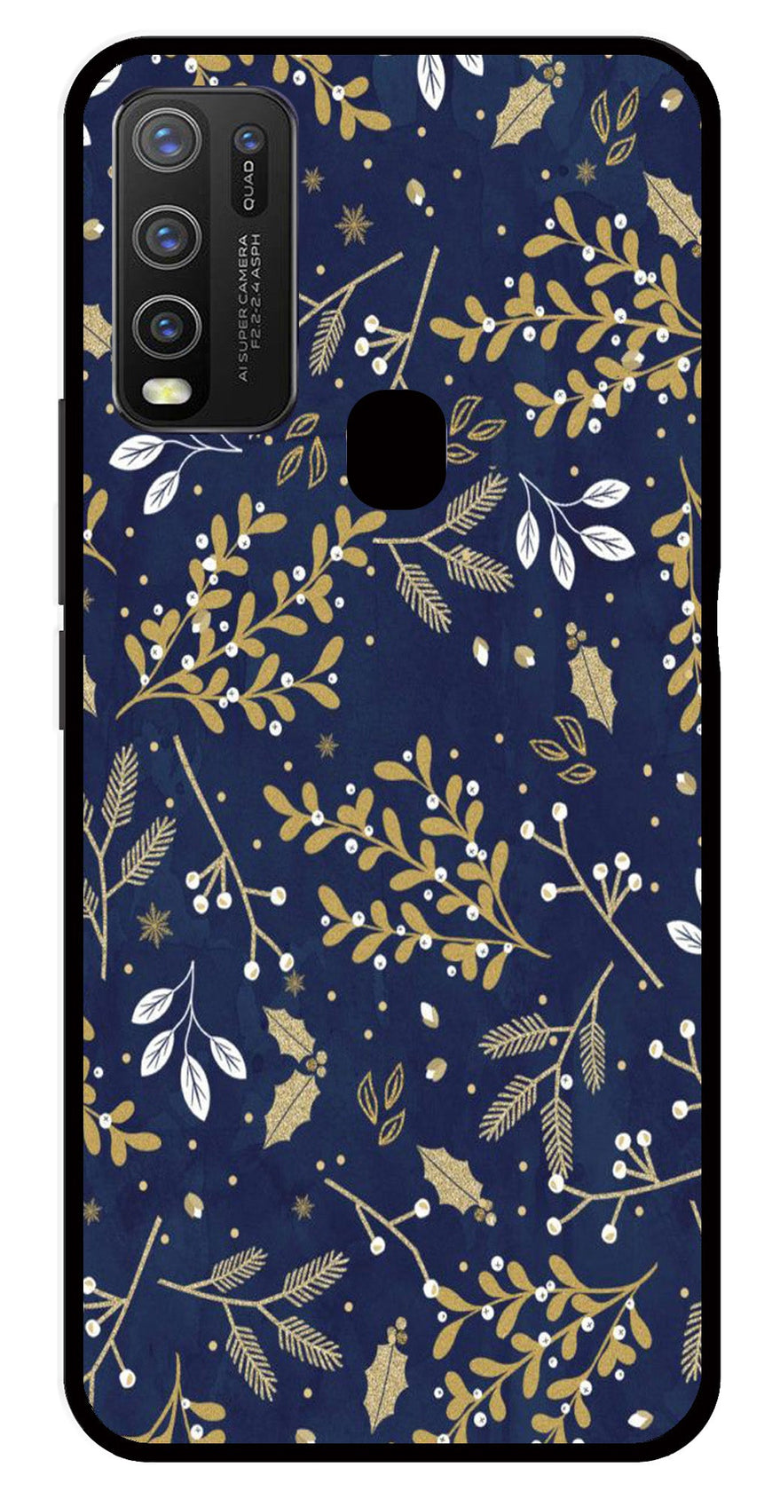 Floral Pattern  Metal Mobile Case for Vivo Y50   (Design No -52)