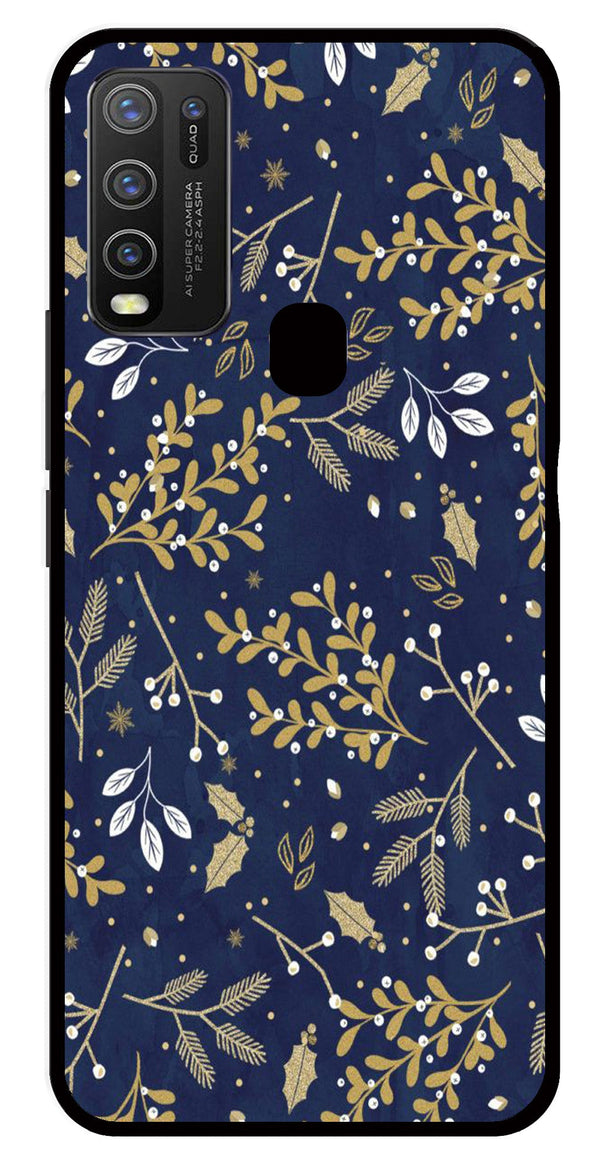 Floral Pattern  Metal Mobile Case for Vivo Y30   (Design No -52)