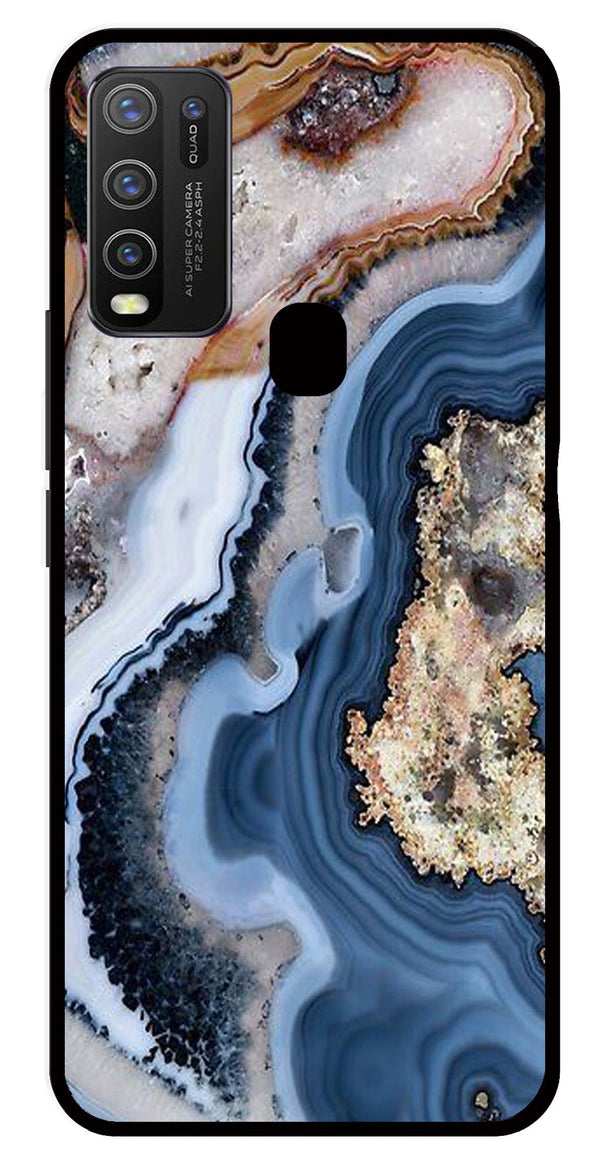 Marble Design Metal Mobile Case for Vivo Y50   (Design No -53)
