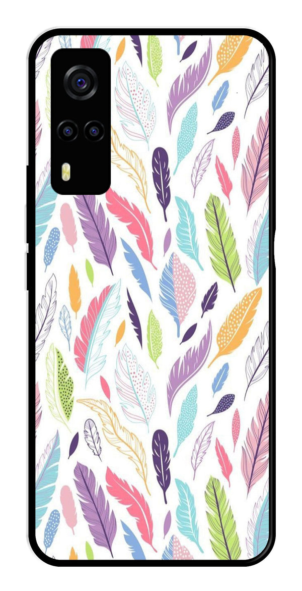 Colorful Feathers Metal Mobile Case for Vivo Y53s   (Design No -06)