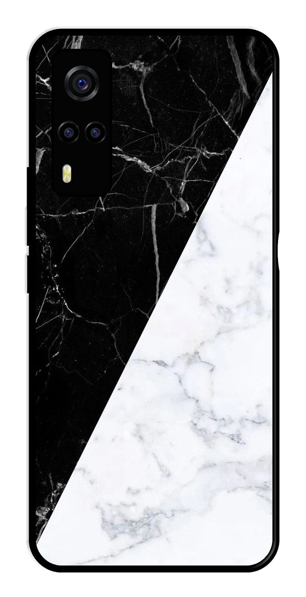 Black White Marble Design Metal Mobile Case for Vivo Y53s   (Design No -09)