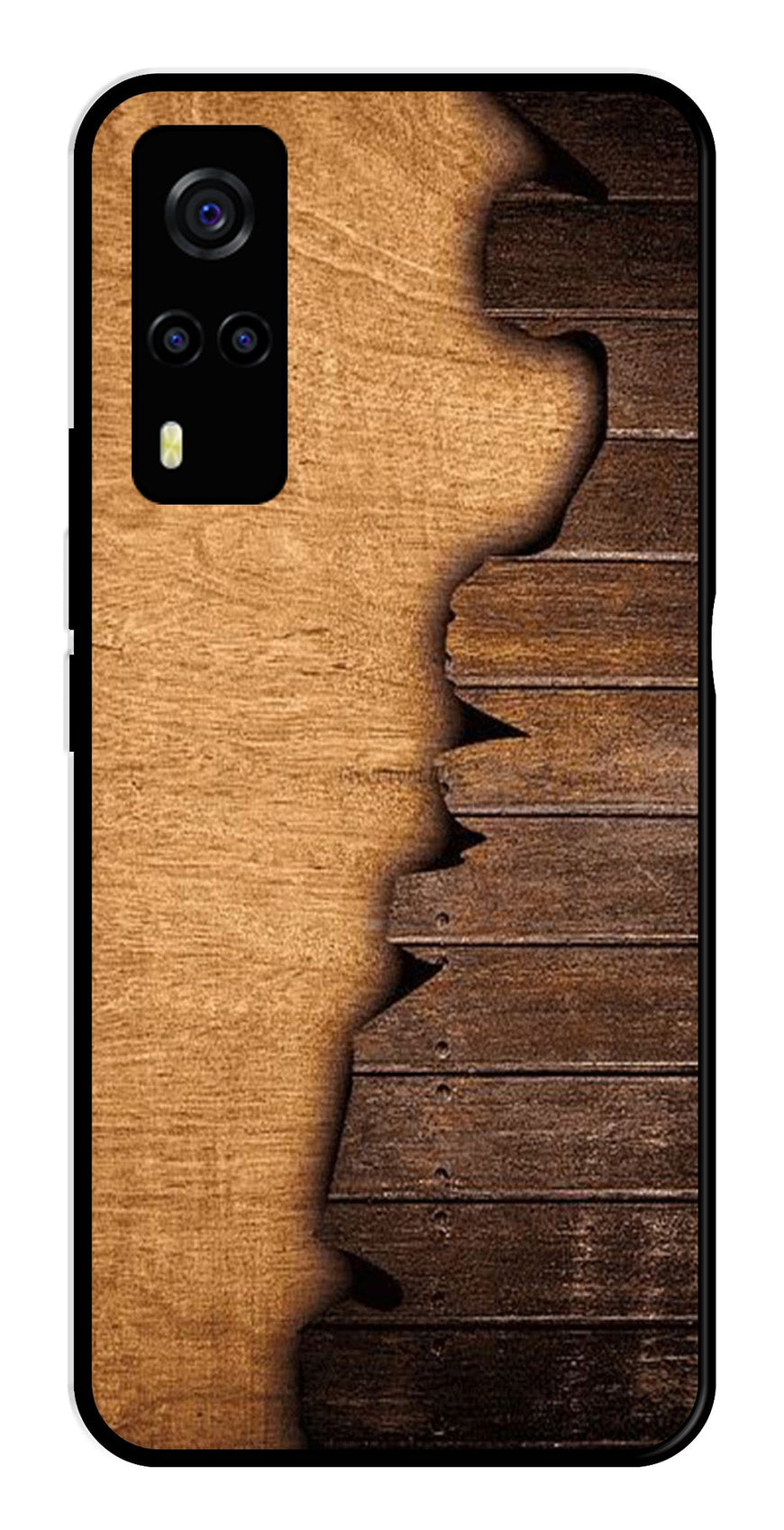 Wooden Design Metal Mobile Case for Vivo Y53s   (Design No -13)