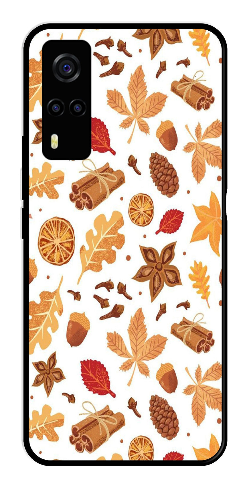 Autumn Leaf Metal Mobile Case for Vivo Y53s   (Design No -19)