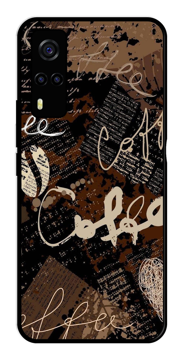Coffee Pattern Metal Mobile Case for Vivo Y53s   (Design No -37)