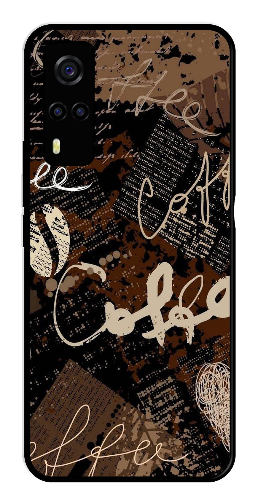 Coffee Pattern Metal Mobile Case for Vivo Y53s   (Design No -37)