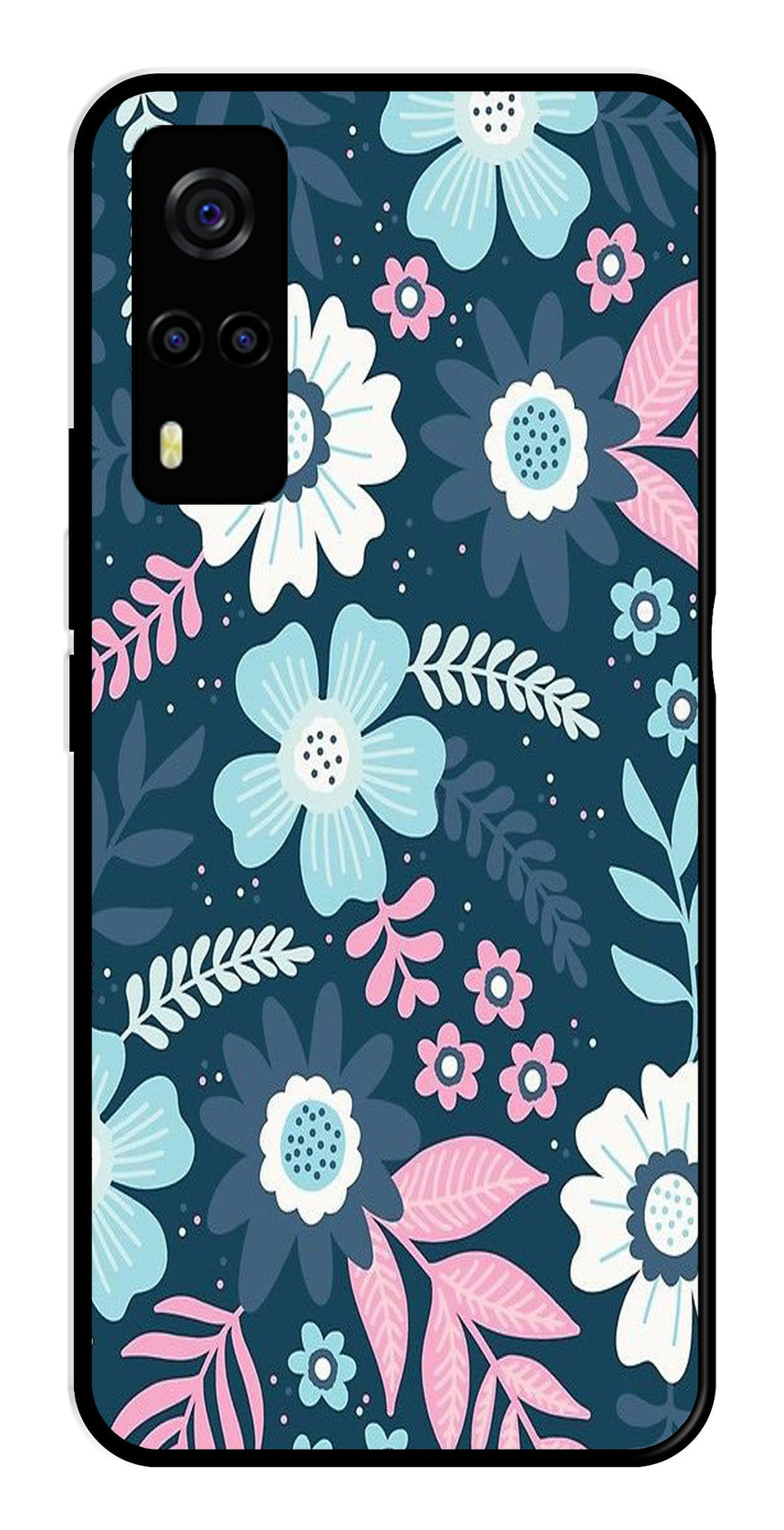 Flower Leaves Design Metal Mobile Case for Vivo Y53s   (Design No -50)