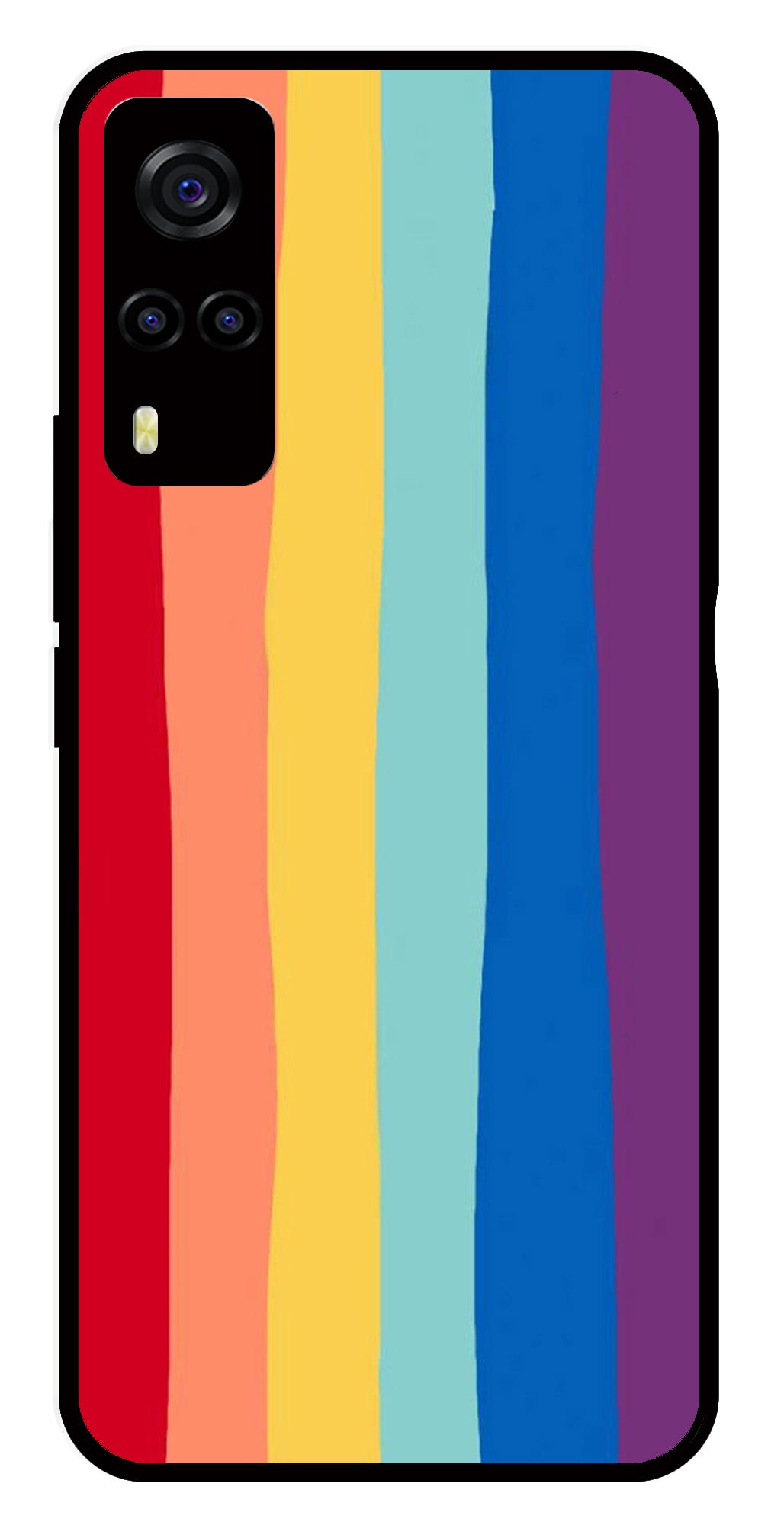 Rainbow MultiColor Metal Mobile Case for Vivo Y55s   (Design No -03)