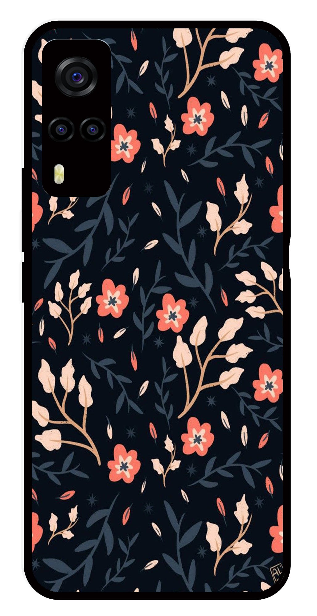 Floral Pattern Metal Mobile Case for Vivo Y55s   (Design No -10)