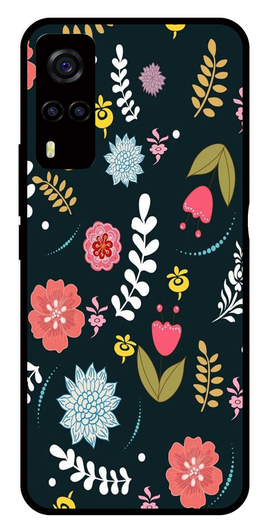 Floral Pattern2 Metal Mobile Case for Vivo Y55s   (Design No -12)