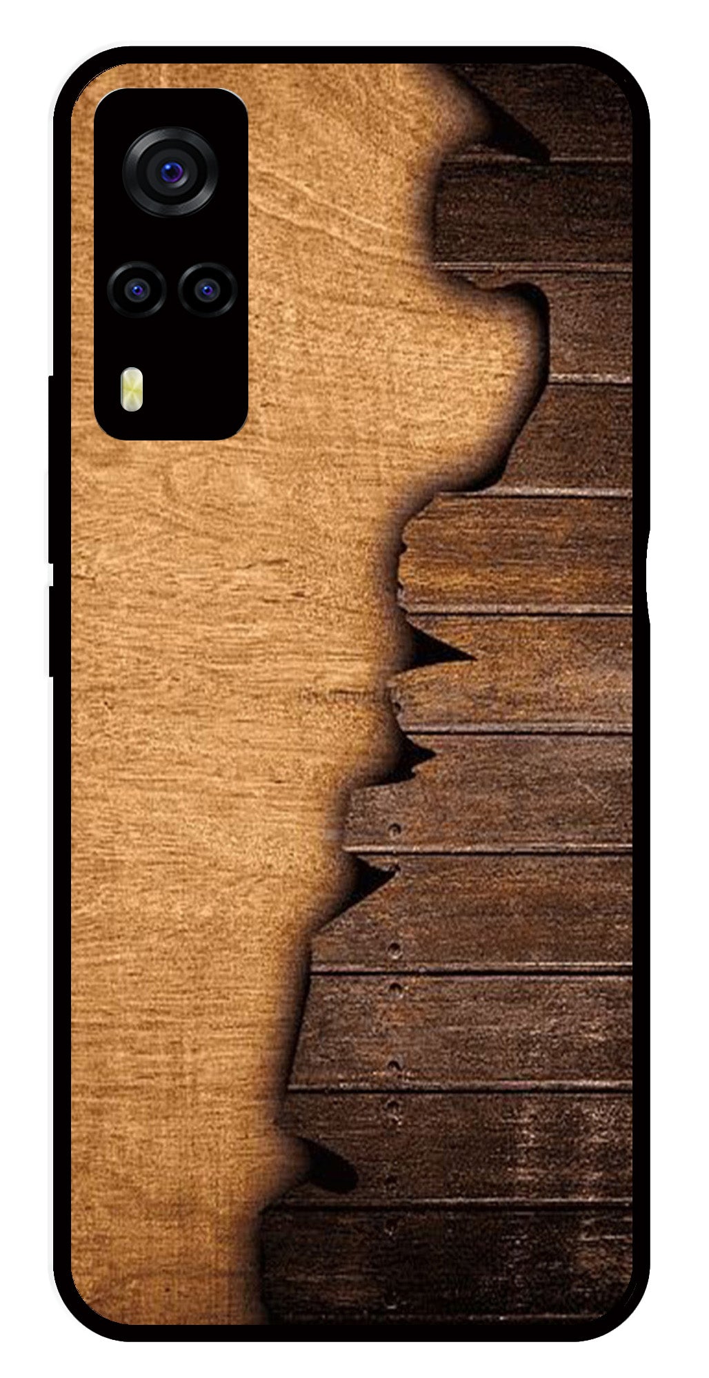 Wooden Design Metal Mobile Case for Vivo Y55s   (Design No -13)