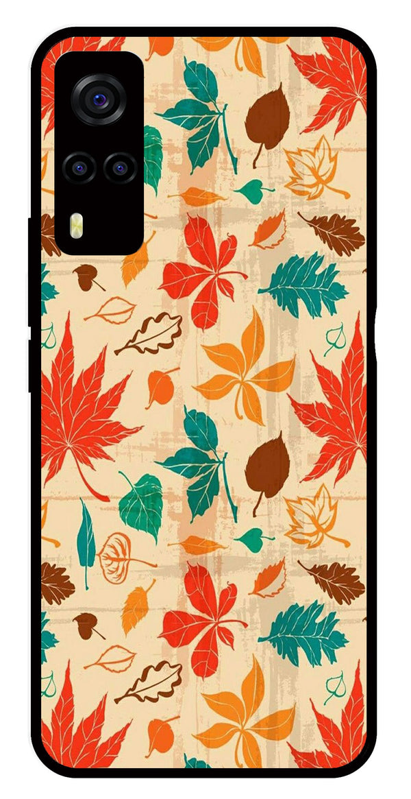 Leafs Design Metal Mobile Case for Vivo Y55s   (Design No -14)
