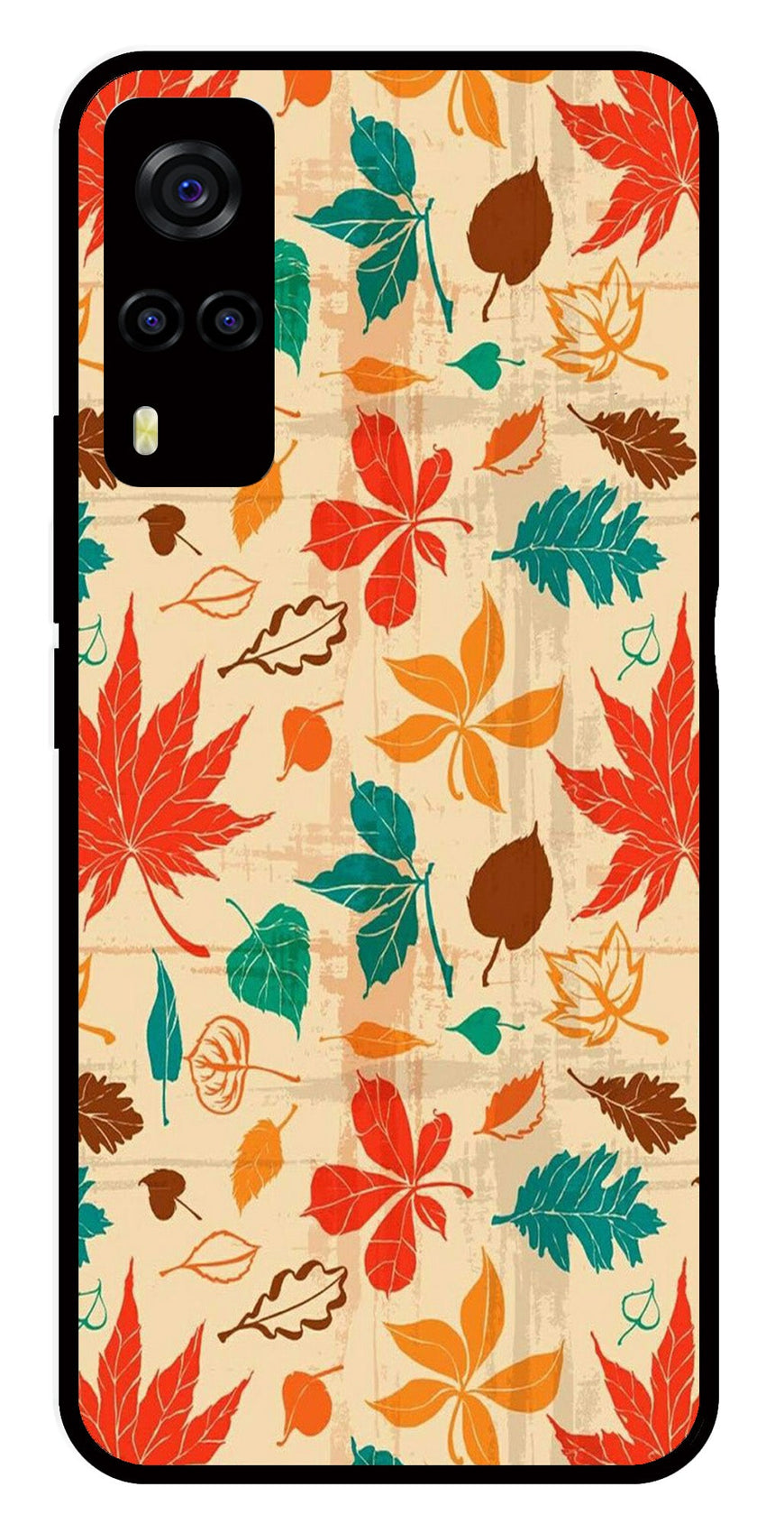 Leafs Design Metal Mobile Case for Vivo Y55s   (Design No -14)
