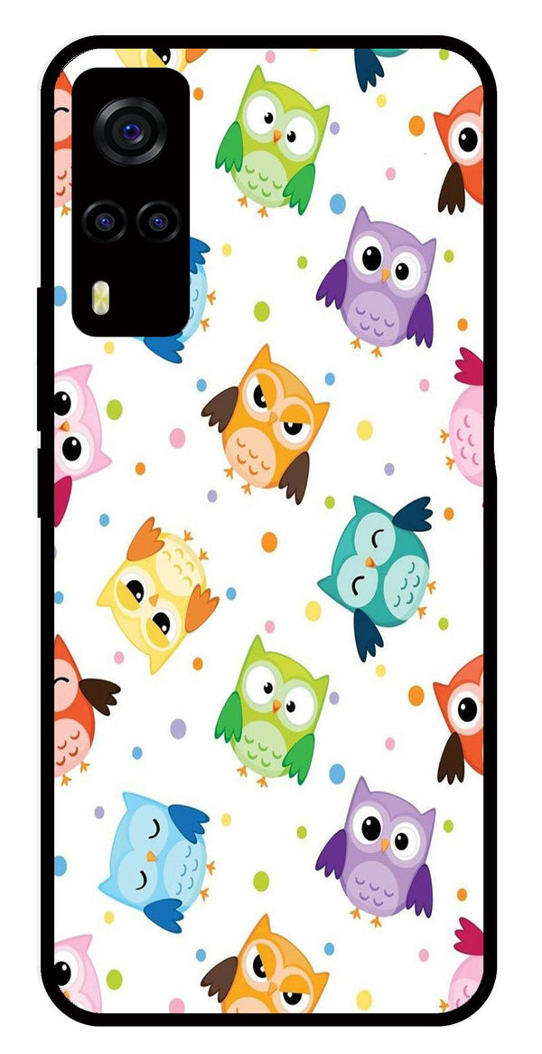 Owls Pattern Metal Mobile Case for Vivo Y55s   (Design No -20)