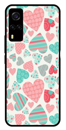 Hearts Pattern Metal Mobile Case for Vivo Y55s