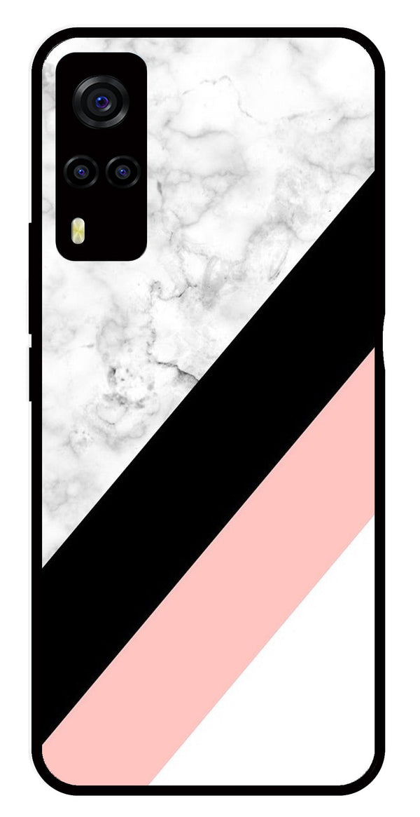 Marble Design Metal Mobile Case for Vivo Y55s   (Design No -24)