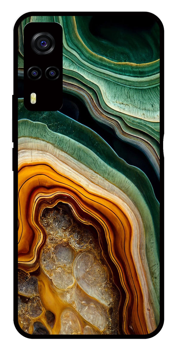 Marble Design Metal Mobile Case for Vivo Y55s   (Design No -28)