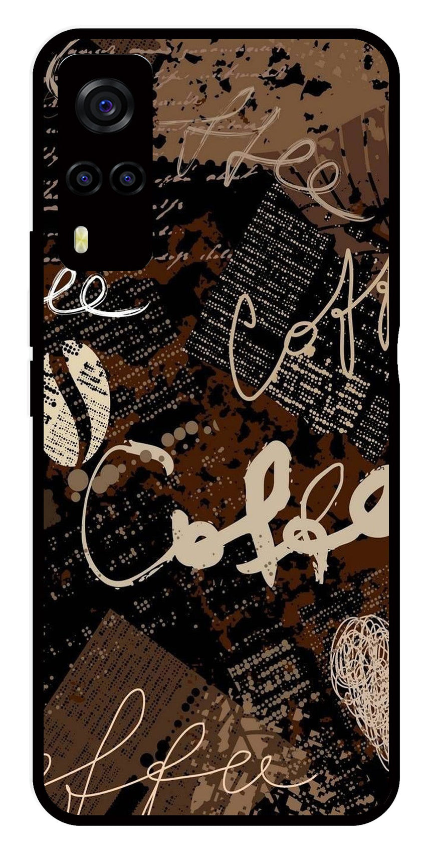 Coffee Pattern Metal Mobile Case for Vivo Y55s   (Design No -37)