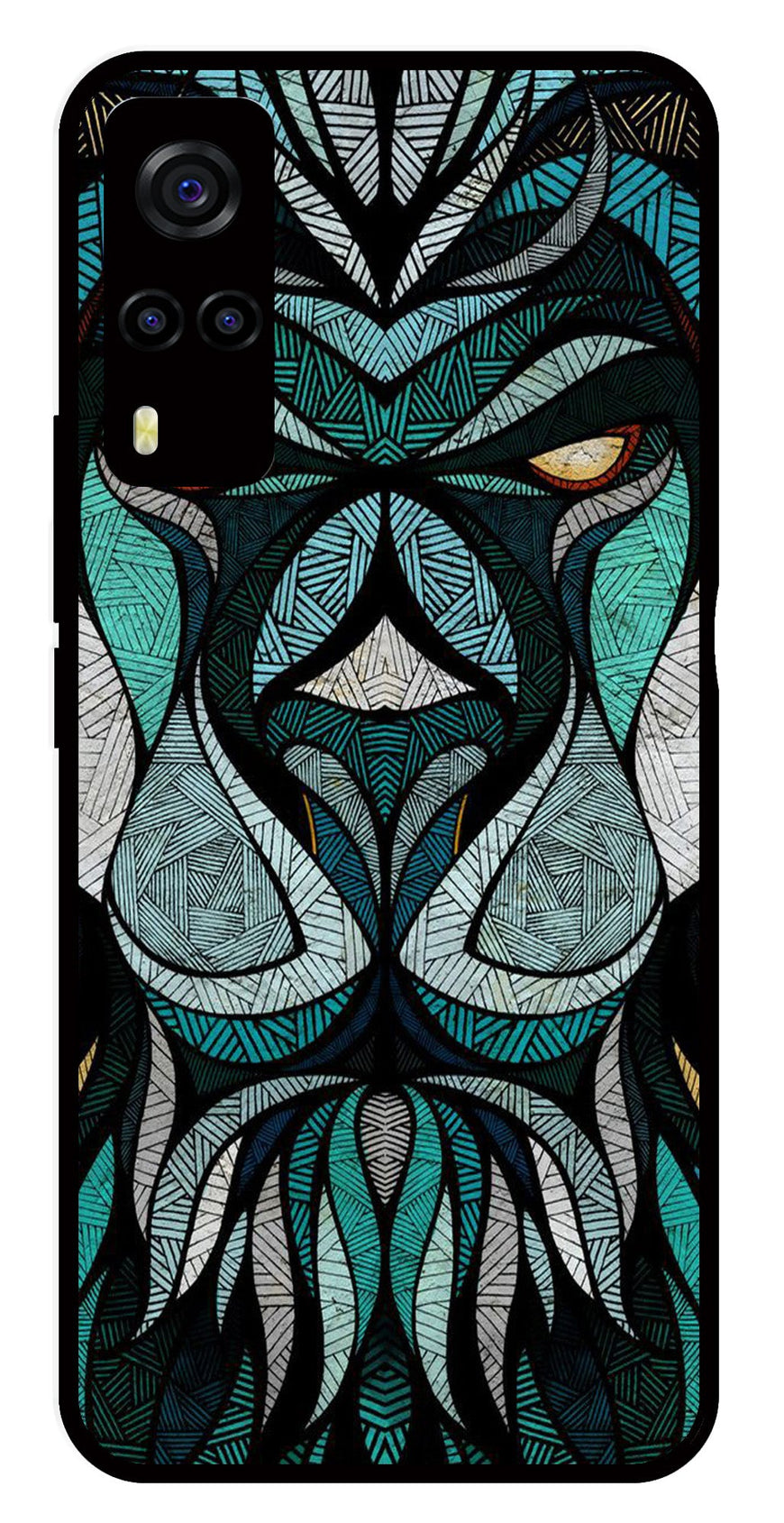 Lion Pattern Metal Mobile Case for Vivo Y55s   (Design No -40)