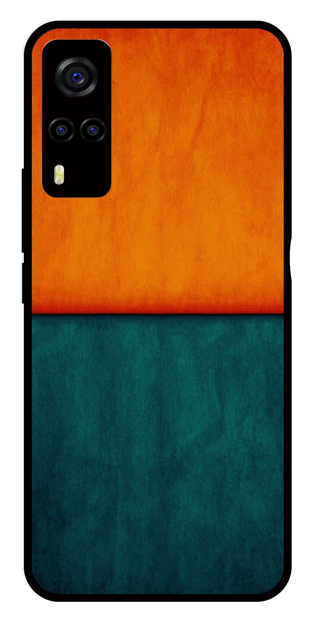 Orange Green Pattern Metal Mobile Case for Vivo Y55s   (Design No -45)
