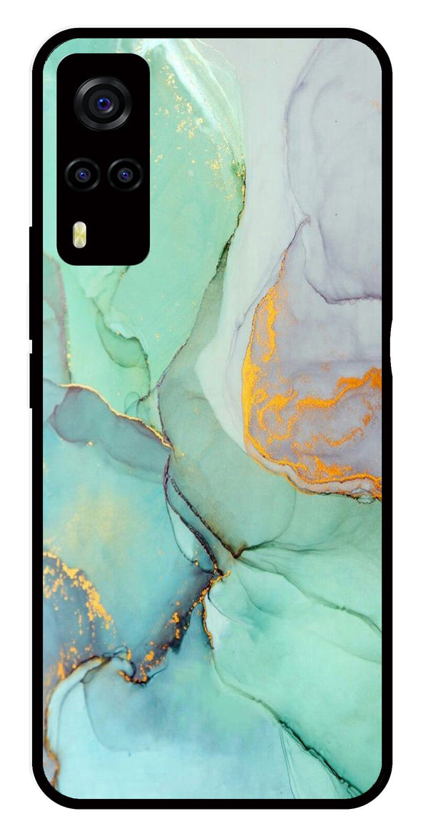 Marble Design Metal Mobile Case for Vivo Y55s   (Design No -46)