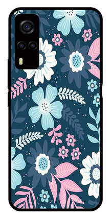 Flower Leaves Design Metal Mobile Case for Vivo Y55s